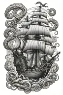 kraken attacking a ship tattoo design idea