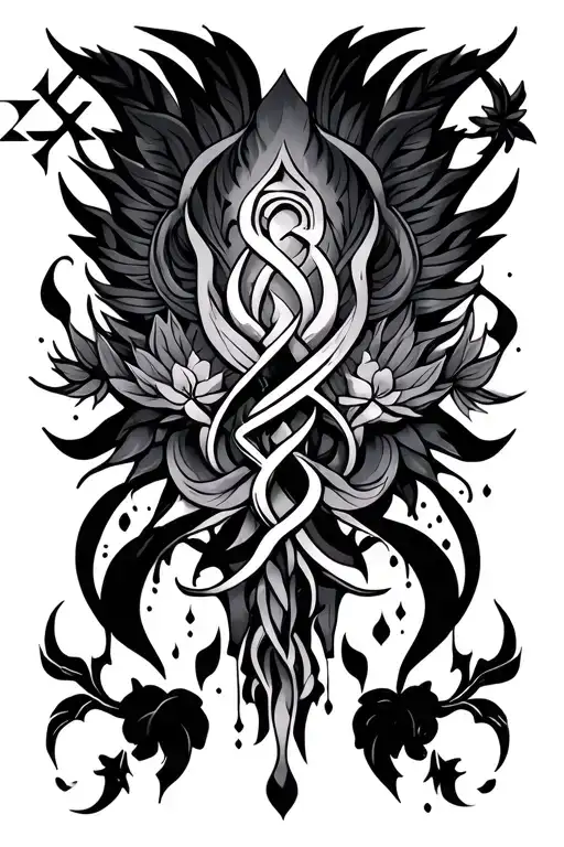 new beginnings back tattoo design featuring symbols tattoo design idea