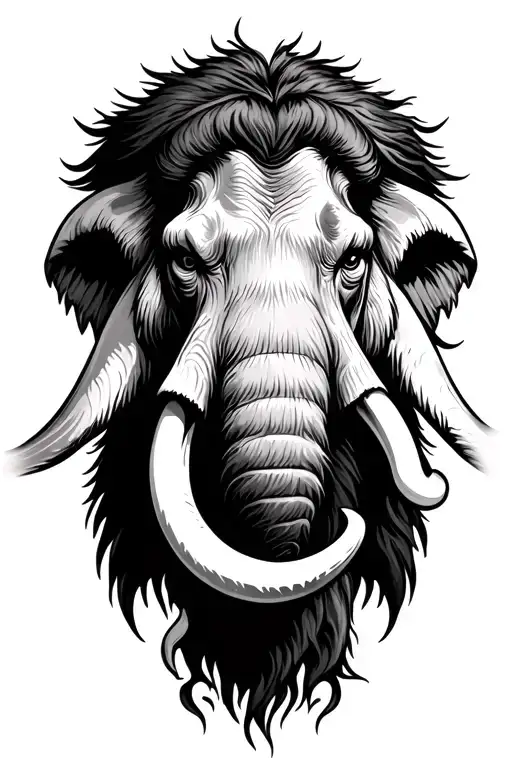 mammoth head tattoo design idea