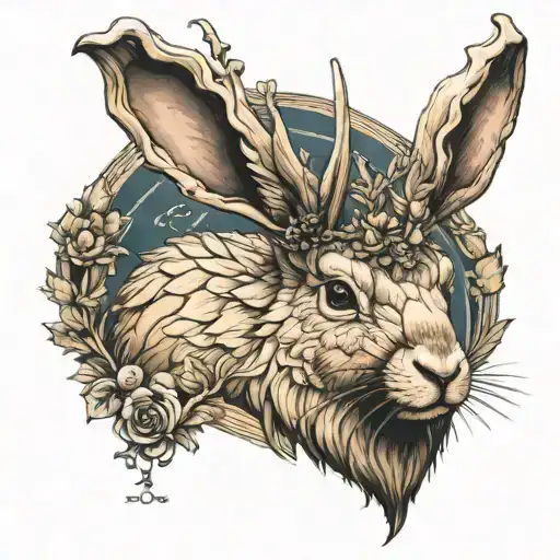 a really fat jackalope tattoo design idea