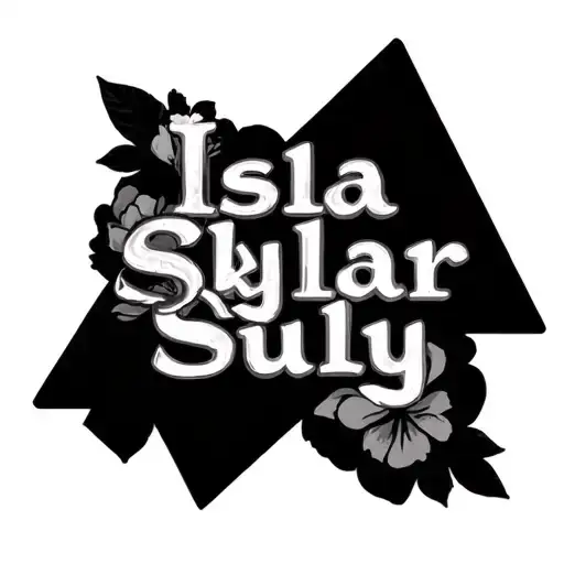 "Isla Skylar Sully" triangle of names incorporated tattoo design idea