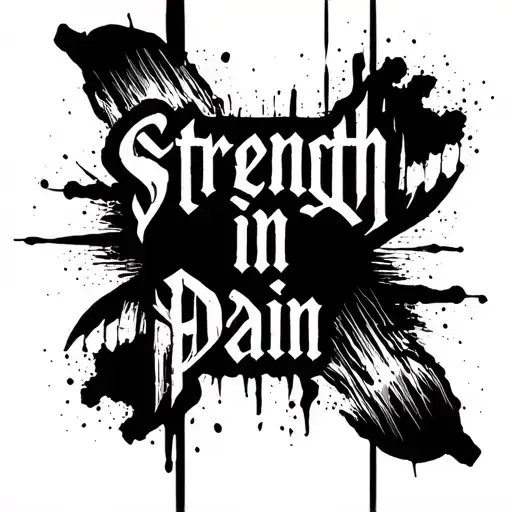 "Strength in Pain " trash polka style tattoo design idea