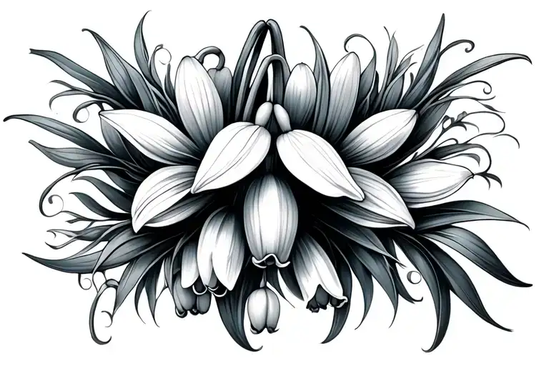 Flower tendrils from lily of the valley violet snowdrops tattoo design idea
