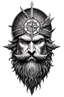 Odin with viking compass  tattoo design idea