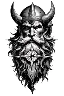Odin with viking compass  tattoo design idea