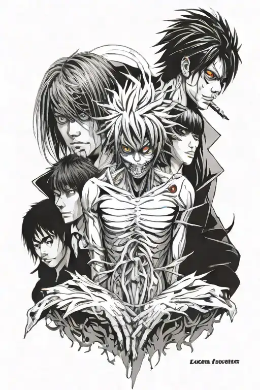 death note characters tattoo design idea