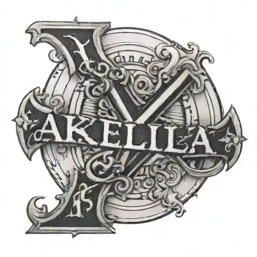 writing that says "Akeilia R Murray" with a cross tattoo design idea