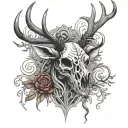 Red stag skull tattoo design idea