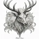 Red stag skull tattoo design idea