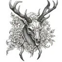 Red stag skull tattoo design idea