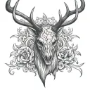 Red stag skull tattoo design idea