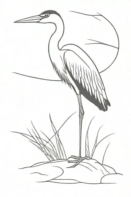 heron standing tattoo design idea