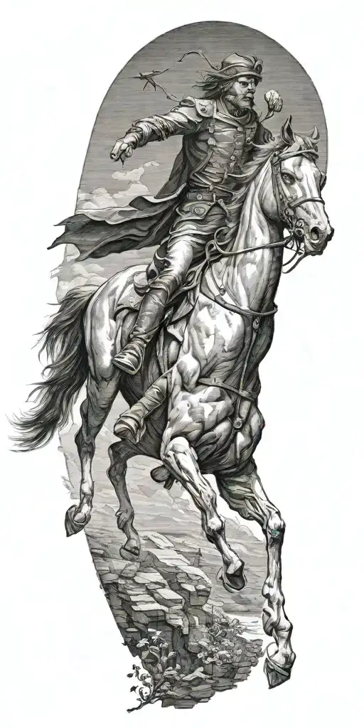 gustave dore death galoping on the horse jumping tattoo design idea