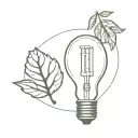 lightbulb and leaf tattoo design idea