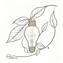 lightbulb and leaf tattoo design idea