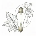 lightbulb and leaf tattoo design idea