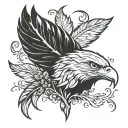 feather with eagles sprouting out tattoo design idea