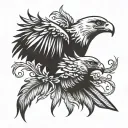 feather with eagles sprouting out tattoo design idea