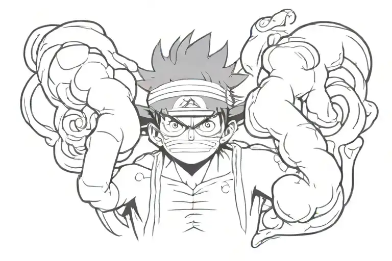 anime character Luffy gear 5 tattoo design idea