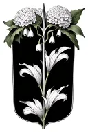 trident, lily of the valley, organic carrot, hydrangea tattoo design idea