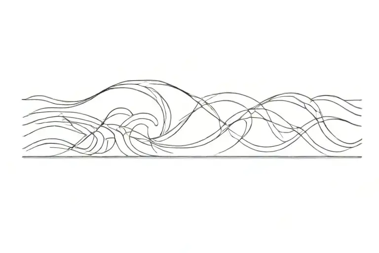 wave line drawing tattoo design idea