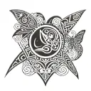 moaian tattoo of rayfish with turtle in center, shark as it tail and moth as its right wing and butterfly is left wing  tattoo design idea