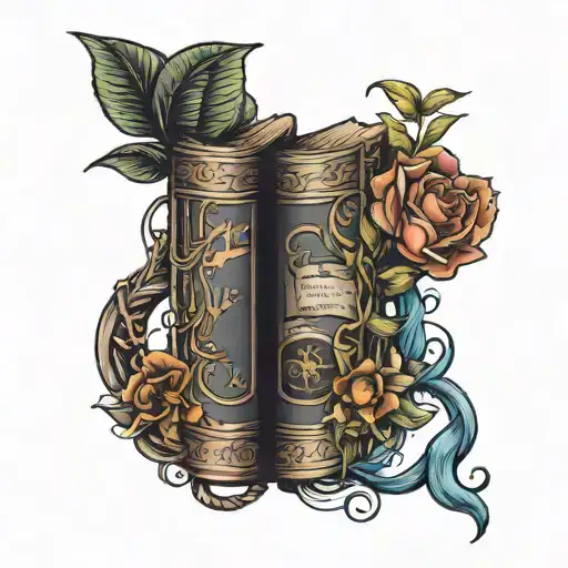 A neotraditional tattoo of a book with the names Daniel and Hazel intertwined in a creative design tattoo design idea