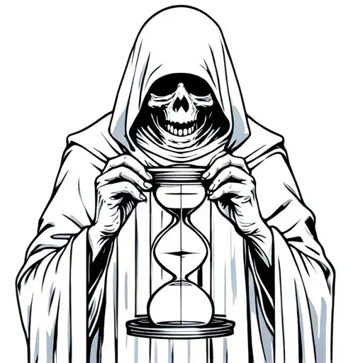 grim reaper holding hourglass tattoo design idea