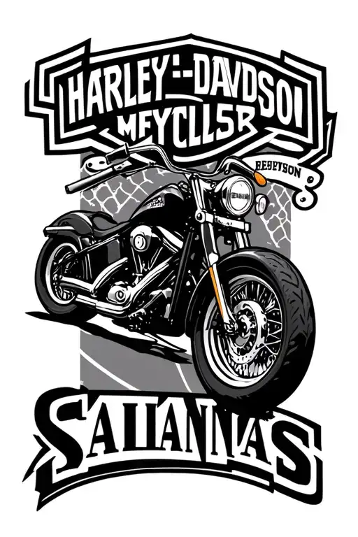 Harley Davidson logo with Salinas  tattoo design idea