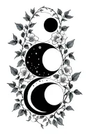 sweet pea flower ivy vines moon phases tattoo design idea