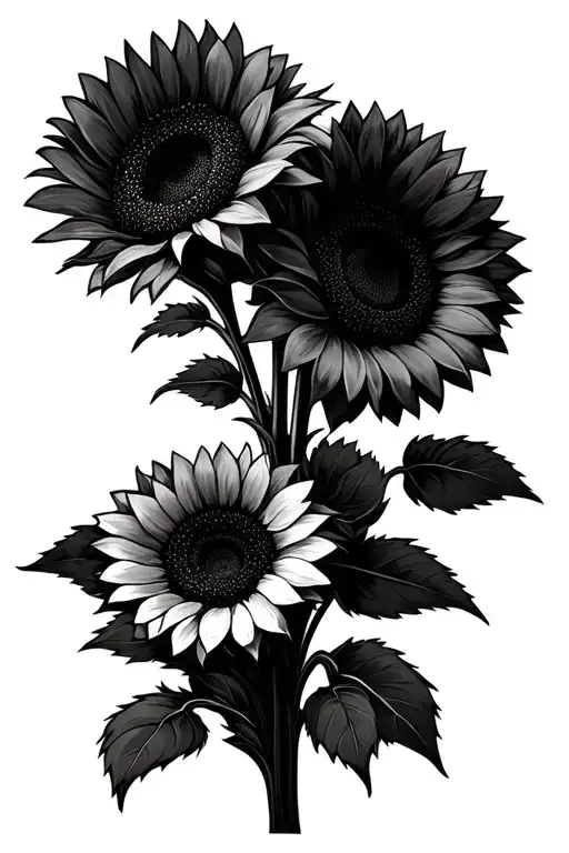 sunflowers long stems representing daughter tattoo design idea