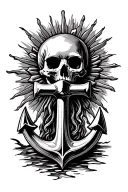 sunrise anchor cross skull tattoo design tattoo design idea