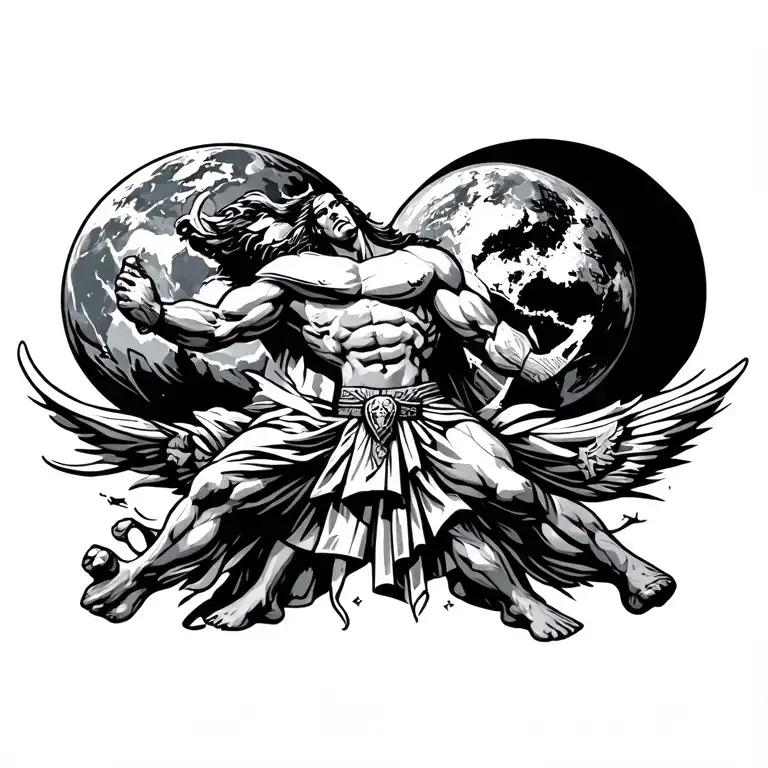 Titan Atlas Bearing the Sky Greek Warrior holding earth tattoo design idea
