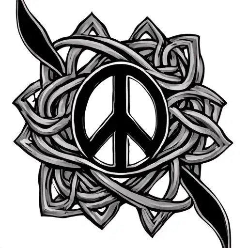 Celt knot peace symbol incorporated tattoo design idea