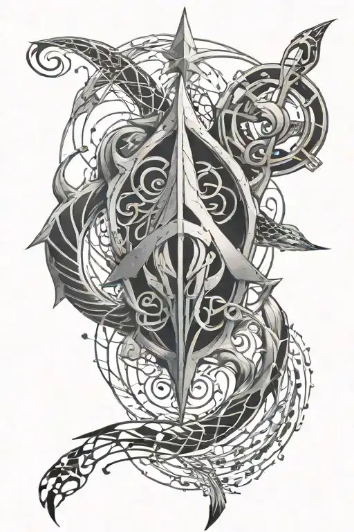 divergent faction symbols intertwined with aquaman sleeve tattoo design idea