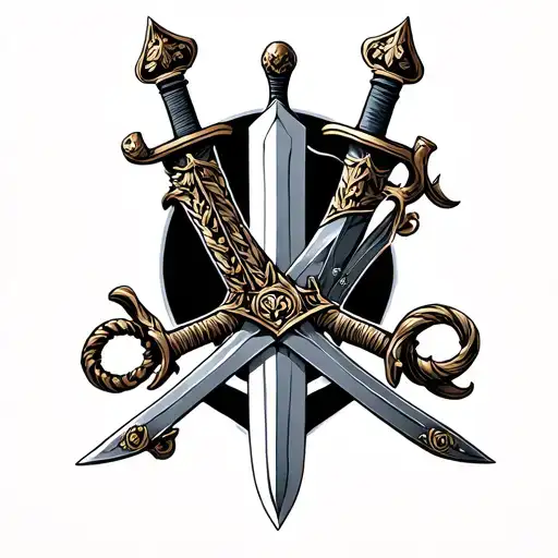 a German Long sword and a french rapier. parallel tattoo design idea