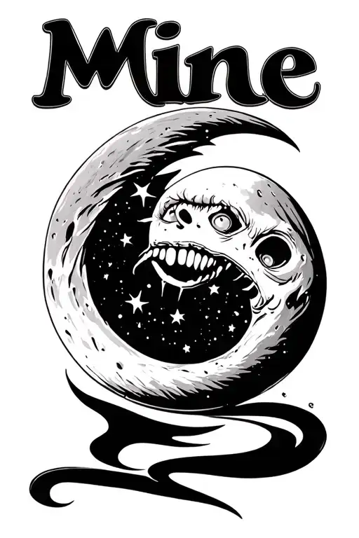 "Mine" bite mark moon tattoo design idea