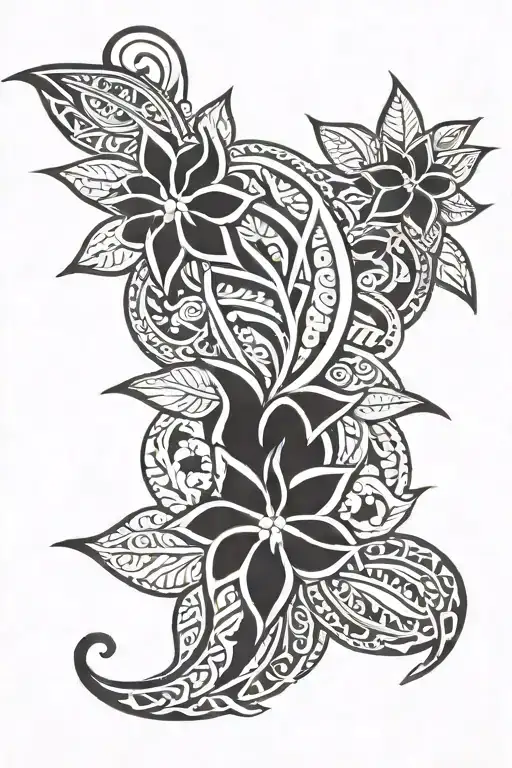 traditional fijian tattoo with frangipanis tattoo design idea