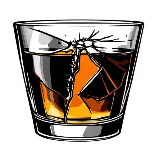 Broken Whiskey Glass tattoo design idea