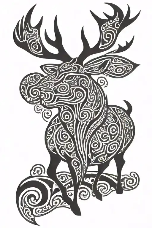 red stag walking tattoo design idea
