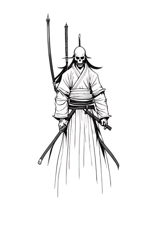 undead samurai standing tattoo design idea