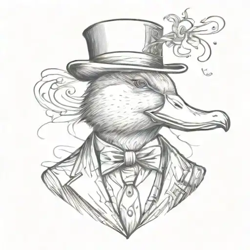 a duck with tophat and tie  tattoo design idea
