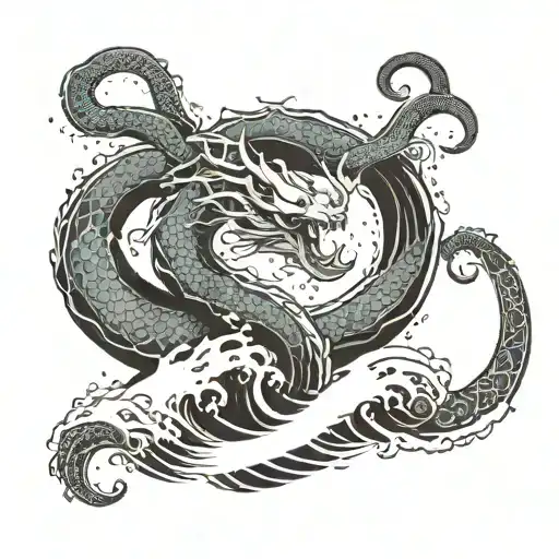 enso wave kraken emerging tattoo design idea