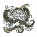 enso wave kraken emerging tattoo design idea