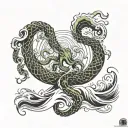 enso wave kraken emerging tattoo design idea