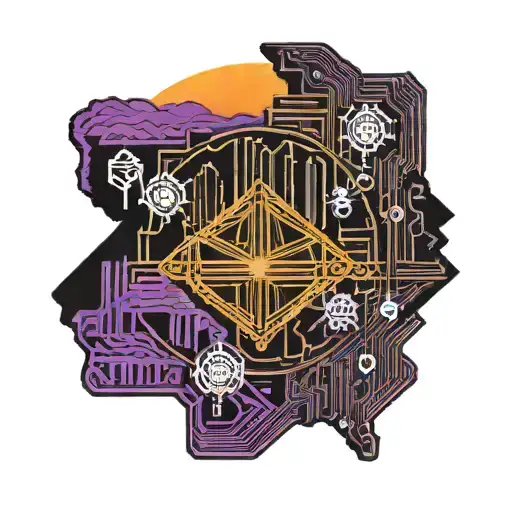 A black state of Wisconsin in front of a sunset with orange yellow, and some purple tattoo design idea