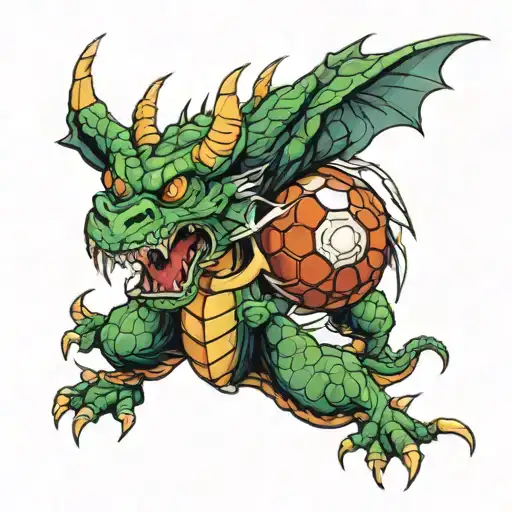 demon dragon soccer ball tattoo design idea