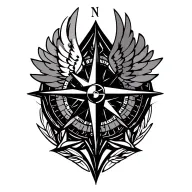 Compass covered with wings tattoo design idea