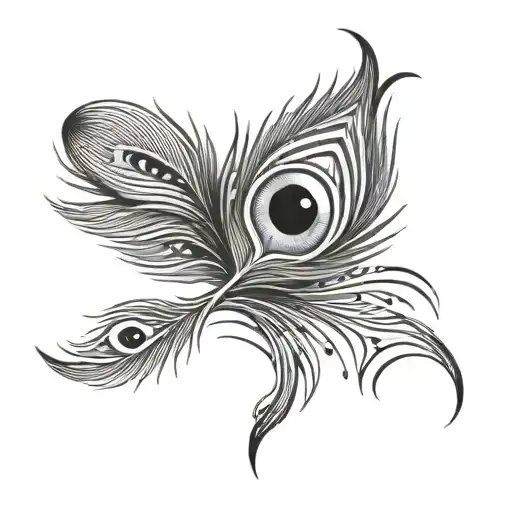 evil eye peacock feather tattoo design idea