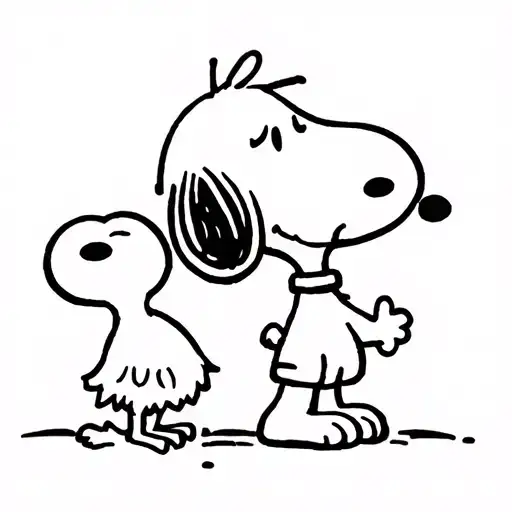 snoopy protecting Woodstock tattoo design idea